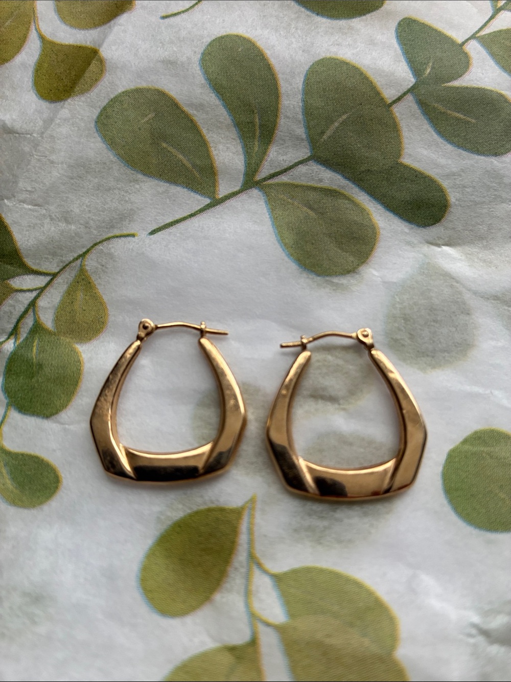 14k Gold Geometric Hoop Earrings - Women Jewelry 1.13 grams